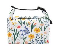 Florals Sac à déjeuner isotherme pour garçons avec poignées Motif tulipes Iris Blanc