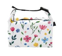 Florals Sac à déjeuner pour enfants Motif tulipes Delphinium Iris Blanc Respectueux de l'environnement