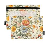 Florals Trousse à crayons neutre avec 3 anneaux pour organiseur de bureau