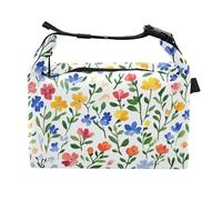Florals Tulipes Delphinium Iris Sac à déjeuner blanc pour garçons Boîtes à déjeuner isolées réglables pour adolescents pour le personnel médical de l'hôpital