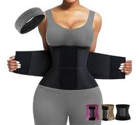 Floralshe Belt Waist Cincher Tummy Wrap, Belt Waist Cincher AB Belt Tummy Control Body Shaper with Triple Wrap (Black,M)