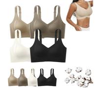 Floralshe Brasier, Floralshe Bra, Women's Solid Color Four Rows Adjustable Wireless Bra, Floral She Brasier (#E,3TG)