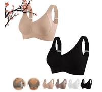 Floralshe Brasier Soutien-gorge sans fil réglable à quatre rangées de couleur unie pour femme, 2 pièces., M