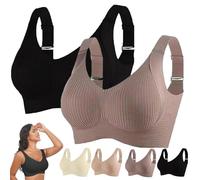 Floralshe Lot de 2 soutiens-gorge push-up pour femme Couleur unie Réglable sans fil Rembourré Bonnet de sport Couverture complète Sans armatures Confortable Lingerie de soutien Sous-vêtements, kaki