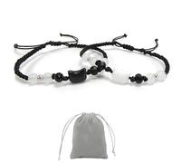 FloraMolly Bracelet connecté couple, 2 réglable main noir et blanc chat bracelet pour les sœurs, meilleurs amis, amis proches avec sac de rangement gris
