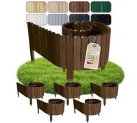 Floranica 10 m Bordure Jardin Flexible Clôture Bois 5 pcs 2 m x 10 cm Marron Bordures extérieur en Pin Bordurette Enclos Bordurette Déroulante Ensemble Modulable pour Jardin
