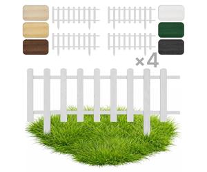 Floranica 4 psc Clôture de jardin décorative en bois de pin 40 cm x 100 cm Blanc Clôture avec Poteaux pour Jardin Clôture en piquets Clôture à planter Clôture en lattes
