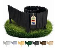 FLORANICA Bordure Allée Jardin Bois 200 x 40 cm Noir - Devant de Maison, Massif de Gravier, Ganivelle, 5 Piquets