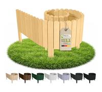 Floranica Bordure de Jardin en Bois 10 x 200 cm Nature Bordurette de Pelouse Bordure de Gazon avec piquets Bordure de Parterre