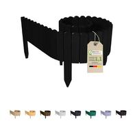 Floranica Bordure de Jardin en Bois 10 x 200 cm Noir Bordurette de Pelouse Bordure de Gazon avec piquets Bordure de Parterre