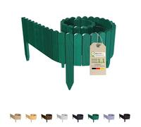 Floranica Bordure de Jardin en Bois 10 x 200 cm Vert Bordurette de Pelouse Bordure de Gazon avec piquets Bordure de Parterre