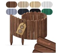 Floranica Bordure de Jardin en Bois 20 x 100 cm Brune Bordurette de Pelouse Bordure de Gazon avec piquets Bordure de Parterre