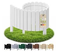 Floranica Bordure de Jardin en Bois 30 x 100 cm Blanc Bordurette de Pelouse Bordure de Gazon avec piquets Bordure de Parterre