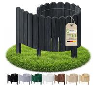 Floranica Bordure de Jardin en Bois 40 x 100 cm Anthracite Bordurette de Pelouse Bordure de Gazon avec piquets Bordure de Parterre
