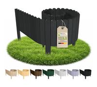 Floranica Bordure de Jardin en Bois 40 x 200 cm Anthracite Bordurette de Pelouse Bordure de Gazon avec piquets Bordure de Parterre