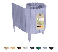 Floranica Bordure de Jardin en Bois 40 x 200 cm Argent Bordurette de Pelouse Bordure de Gazon avec piquets Bordure de Parterre