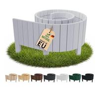 Floranica Bordure de Jardin en Bois 40 x 200 cm Gris Clair Bordurette de Pelouse Palissade de Gazon Flexible Rollborder