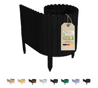 Floranica Bordure de Jardin en Bois 40 x 200 cm Noir Bordurette de Pelouse Bordure de Gazon avec piquets Bordure de Parterre