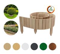 Floranica Bordure de jardin en bois flexible 10 x 200 cm Non-traité avec piquets, idéale pour délimiter pelouse et massifs de fleurs