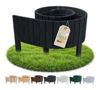 Floranica Bordure de Jardin en Bois Flexible 20 x 200 cm Noir avec piquets, idéale pour délimiter pelouse et massifs de Fleurs