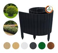 Floranica Bordure de jardin en bois flexible 40 x 200 cm Anthracite avec piquets, idéale pour délimiter pelouse et massifs de fleurs