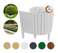 Floranica Bordure de jardin en bois flexible 40 x 200 cm Blanc avec piquets, idéale pour délimiter pelouse et massifs de fleurs