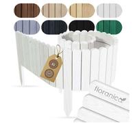 FLORANICA Bordure de Jardin en Bois L 200 x H 40 cm Blanc - Clôture Décorative, Ganivelle Rouleau Flexible, 5 Piquets