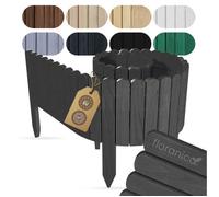 Floranica Bordure de Jardin Flexible 20 x 200 cm Anthracite Clôture de Pelouse en Bois, Palissade de Jardin Extérieur