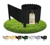 Floranica Bordure de Jardin en Bois 10 x 200 cm Noir Bordurette de Pelouse Bordure de Gazon avec piquets Bordure de Parterre