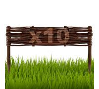 Floranica Bordures de Parterre en Saule Lot de 10 pièce 10 cm x 50 cm Clôture en Bois de Osier pour Bordure Plate-Bande Palissade Bordures de Fleurs Décoratives Panneau en Saule