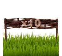 Floranica Bordures de Parterre en Saule Lot de 10 pièce 10 cm x 60 cm Clôture en Bois de Osier pour Bordure Plate-Bande Palissade Bordures de Fleurs Décoratives Panneau en Saule