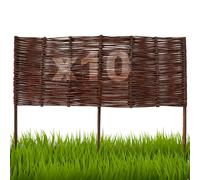 Floranica Bordures de Parterre en Saule Lot de 10 pièce 30 cm x 100 cm Clôture en Bois de Osier pour Bordure Plate-Bande Palissade Bordures de Fleurs Décoratives Panneau en Saule