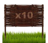 Floranica Bordures de Parterre en Saule Lot de 10 pièce 40 cm x 50 cm Clôture en Bois de Osier pour Bordure Plate-Bande Palissade Bordures de Fleurs Décoratives Panneau en Saule