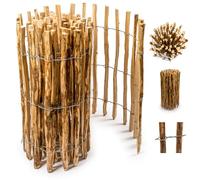 Floranica clôture en noisetier châtaignier 5 m x 90 cm de hauteur, écart entre les lattes 8-10 cm, clôture pour jardin