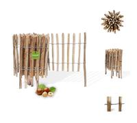 Floranica Clôture en palissade en noisette avec poteaux, hauteur 35 cm x ml, espacement des lattes 4-6, clôture de jardin en châtaignier en bois, bordure de parterre