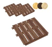 Floranica Dalles de plancher en bois 1m2 4 pièces 50x50 cm Mélèze imprégné Marron Sol pour sauna terrasse ou balcon Carrelage en bois dans le jardin Surface fraisée Dalles de patio Produit UE