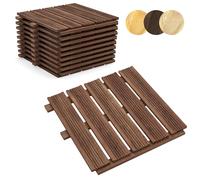 Floranica Dalles de Plancher en Bois 2,5m2 10 pièces 50x50 cm Mélèze imprégné Marron Sol pour Sauna terrasse ou Balcon Carrelage en Bois dans Le Jardin Surface fraisée Dalles de Patio Produit UE