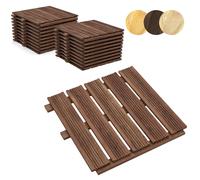 Floranica Dalles de Plancher en Bois 5m2 20 pièces 50x50 cm Mélèze imprégné Marron Sol pour Sauna terrasse ou Balcon Carrelage en Bois dans Le Jardin Surface fraisée Dalles de Patio Produit UE