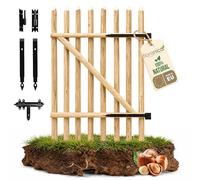 Floranica Portillon en bois de noisetier pour clôture à piquets Hauteur 100 cm x 100 cm 1 vantail - prêt à poser in harnières