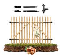 Floranica Portillon en bois de noisetier pour clôture à piquets Hauteur 115 cm x 100 cm 2 vantaux - à monter soi-même in harnières