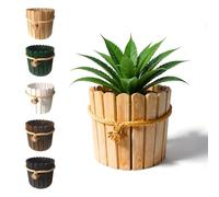 Floranica Pot de Fleur Interieur de pin jardinieres Exterieur Bois de pin Corde Jute Ficelle Cache Pot 33x30cm Natural