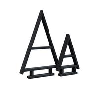 Floranica Sapin de Noël en Bois Fait Main - Set de 2 Arbre de Noël Anthracite, Décoration de Noël Mini Deco