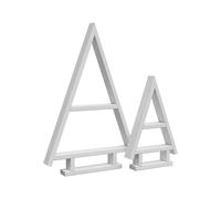 Floranica Sapin de Noël en Bois Fait Main - Set de 2 Arbre de Noël Blanc, Décoration de Noël Mini Deco