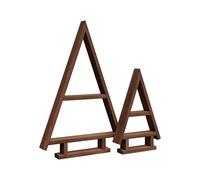 Floranica Sapin de Noël en Bois Fait Main - Set de 2 Arbre de Noël Marron, Décoration de Noël Mini Deco