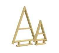 Floranica Sapin de Noël en Bois Fait Main - Set de 2 Arbre de Noël Naturel, Décoration de Noël Mini Deco