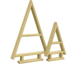 Floranica Sapin de Noël en Bois Fait Main - Set de 2 Arbre de Noël Naturel, Décoration de Noël Mini Deco