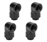 Floratek Lot de 4 adaptateurs d'extension mâle vers femelle G1/4" 90 degrés pour refroidissement à eau - Connecteur rotatif à 90° en métal/rigide/PETG - Noir