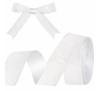 FloraVigo 9 m x 15 mm, ruban décoratif de mariage, Mr. & Mrs. Ruban cadeau pour emballage de cadeaux, carte d'invitation, bouquet de mariée, emballage cadeau, bricolage (argenté)