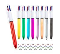 FloraVigo 9 Pièces Ensemble de Stylos à Bille Quatre Couleurs, Stylo à Bille Multicolore 4 en 1, Stylo à Bille Rétractable 1.0mm, Convient pour Bureau et Étude, Cadeau pour Étudiants et Enfants