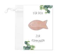 FloraVigo Cadeau de communion - Quartz rose - Pierre précieuse - Poisson porte-bonheur pour communion (poisson rose)